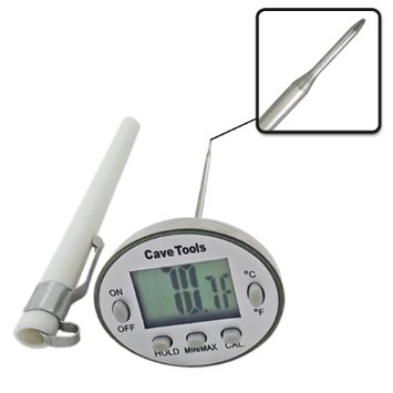 Digital Cooking Thermometer - INSTANT READ and LIFETIME GUARANTEE - For BBQ Grilling Candy Chocolate Meat Baking Liquids Smoker - Stainless Steel Casing Long Food Probe and LCD Display by Cave Tools