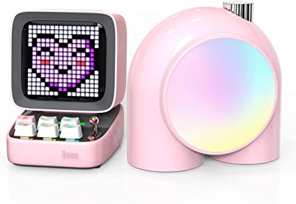 Divoom Ditoo-Bluetooth-Speaker & Planet-9 Mood-Lamp Gaming Desk Decoration Set with Kawaii and Cute Style RGB LED for Girls