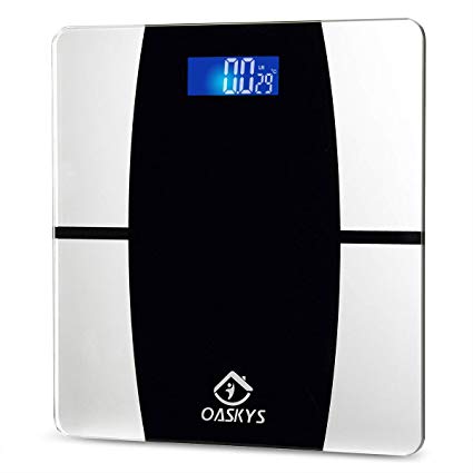 Digital Body Weight Bathroom Scale with Step-On Technology,Temperature Display,6mm Glass and max Weight 400 Pounds(Black-silveryH)