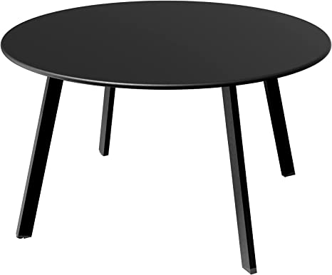 Grand Patio Round Steel Patio Coffee Table, Weather Resistant Outdoor Large Side Table, Black…