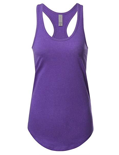 Women's Basic Solid Jersey Racer Back Tank Top with Scallop Bottom