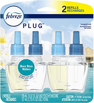 Febreze Plug Odor-Eliminating Air Freshener Scented Oil Refill, Bora Bora Waters, 2 count, packaging may vary
