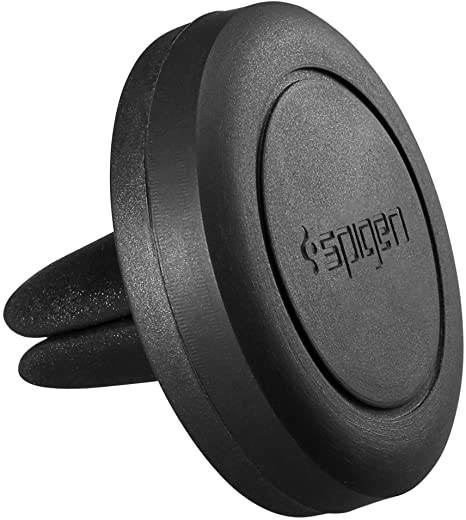 Spigen Quad Air Vent Magnetic Car Mount Matte Finish Phone Cradle Holder with 2 Metal Plates - Black