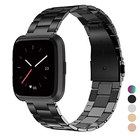 Wearlizer Stainless Steel Band Compatible Fitbit Versa Bands Women Men,Ultra-Thin Lightweight Replacement Band Strap Bracelet Compatible Fitbit Versa Smartwatch Accessories