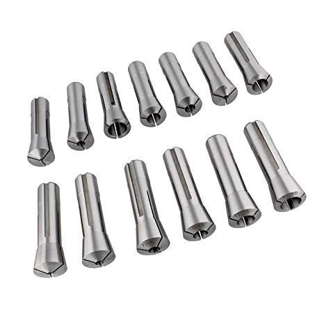 ABN Precision R8 Collet Set, 13-Piece Mill Collets Set – Taper Spindle R8 Collets for Mill Machine, 1/8” to 7/8” Inch