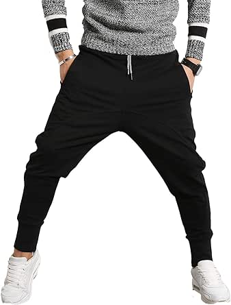 Men's Joggers, Sweatpants, Low Crotch Sweats Slim Fit Trousers Harem Hip Hop Pants