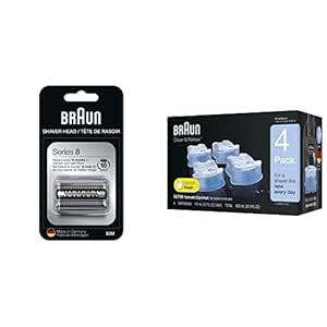 Braun Series 8 Electric Shaver Replacement Head - 83M - Compatible with all Series 8 Electric Razors 8330s, 8370cc, 8457cc, 8417s, 8467cc, 8340s, 8350s & Clean & Renew Refill Cartridges CCR - 4 pack