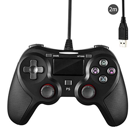 PS4 Wired Controller for Playstation 4, JAMSWALL Dual Vibration USB Wired PS4 Gamepad Joystick for Playstation 4/PS4 Slim/PS4 Pro PC Cable Length 6.5ft