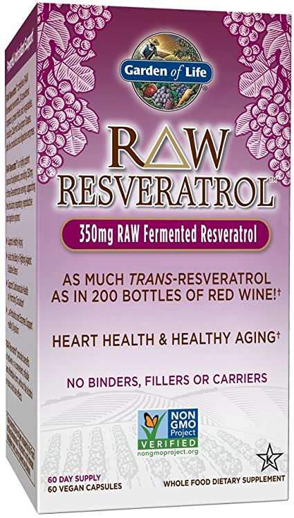 Garden of Life Heart Resveratrol Supplement - Raw Whole Food Antioxidant Formula for Heart Health, 60 Capsules