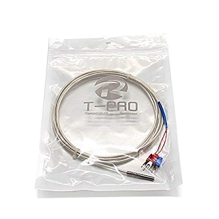 T-PRO RTD PT100 Temperature Sensors Three-wire System，Stainless Steel Probe(4×30MM) Range:-50℃-200℃ (6.6Feet)