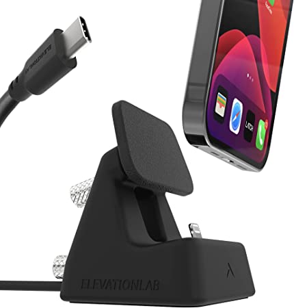 Elevation Dock 5 - Lightning to USB-C PD. The Fastest Charging Dock for iPhone, Apple MFi Certified, Ultra-Adjustable, Locks with MicroSuction | by Elevation Lab, Black