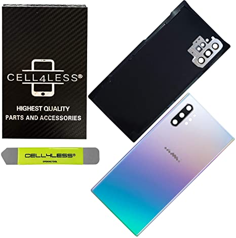 Cell4less Back Glass Replacement Kit for Galaxy Note 10   Plus with Preinstalled Camera Lens & Adhesive (Aura Glow)