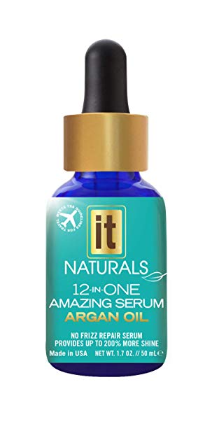 IT NATURALS 12-in-ONE Argan Oil Hair Serum Dropper Bottle, 1.7oz | Repairs, Protects, Strengthens Hair | Provides Shine | Seals Split Ends | Paraben Free