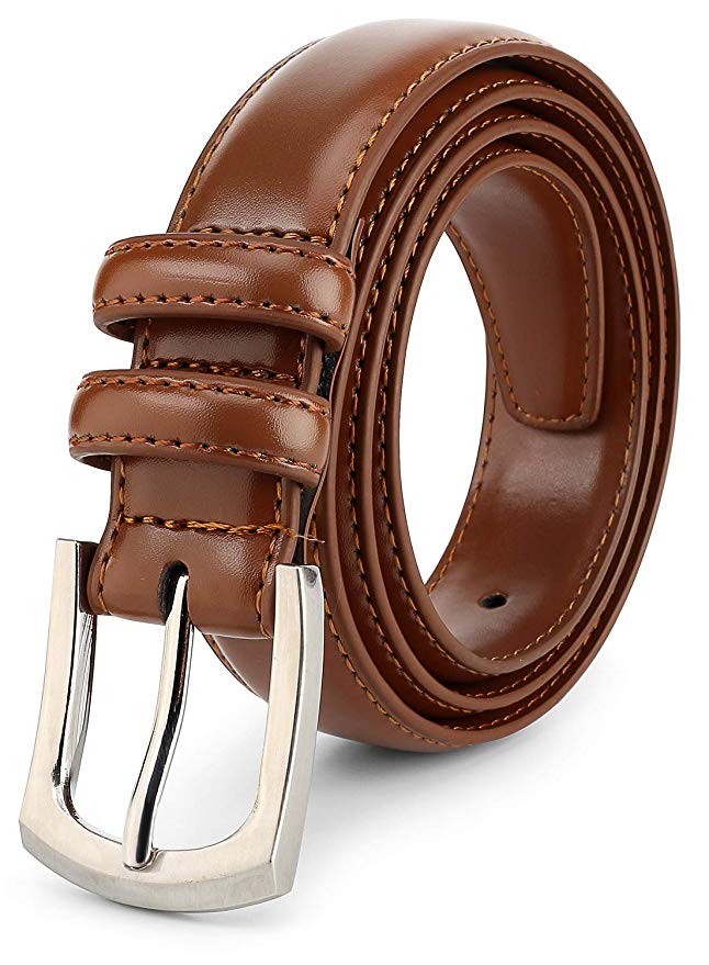 Men's Genuine Leather Dress Belt Classic Stitched Design 30mm 'ALL LEATHER' Regular Big and Tall Sizes