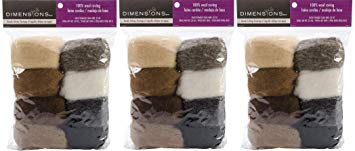 Dimensions Needlecrafts Natural Earth Tone Wool Roving for Needle Felting, 8 pack, 80g (Тhrее Pаck)