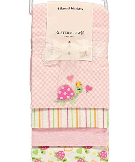 Buster Brown "Turtle Medley" 4-Pack Blankets - pink, one size