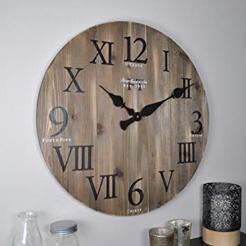 FirsTime & Co. 50075 Rustic Barnwood Wall Clock, 24", Weathered Barn Wood