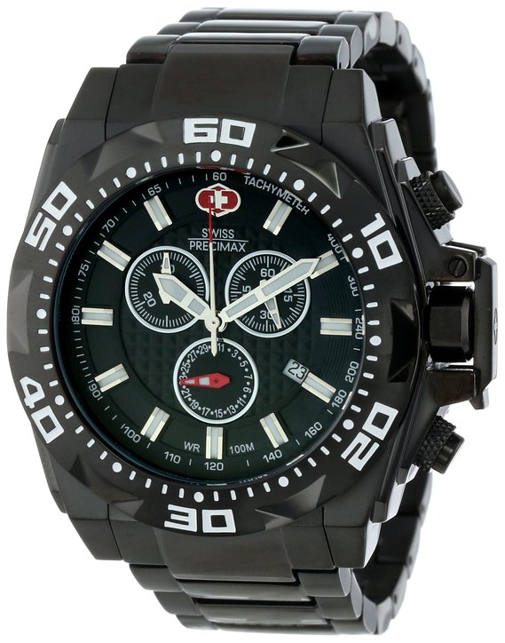 Swiss Precimax Men's SP13180 Quantum Pro Black Dial Black Stainless-Steel Band Watch