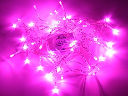 Karlling Battery Operated Pink 40 LED Fairy Light String Wedding Party Xmas Christmas Decorations(Pink)