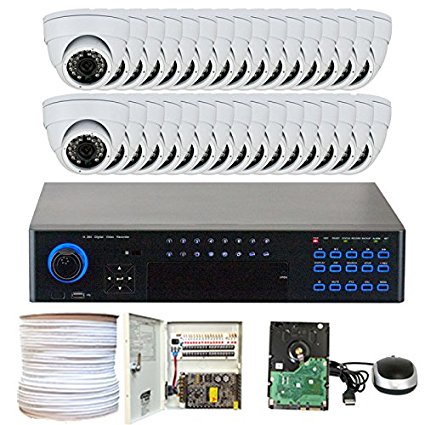 32 Channel 960H Security Camera System with 32 x 900TVL Weatherproof CCTV Surveillance Dome Cameras