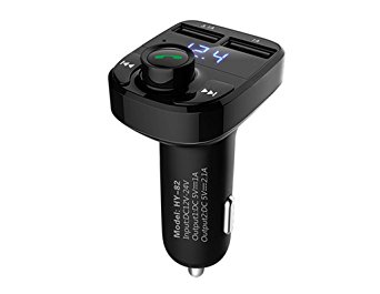 SolidPin Car MP3 Audio Player Bluetooth FM Transmitter Wireless FM Modulator Car Kit HandsFree LCD Display USB Charger for iPhone Samsung Android Cell Phone/ Tablet