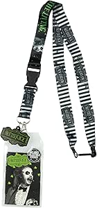 Beetlejuice Never Trust The Living Lanyard ID Holder with Rubber Charm and Collectible Sticker