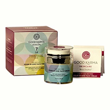 Skin Refining Face Serum, Eye Cream, Day & Night Cream. Four Anti-Aging Products in One Jar. Holistic Moisturizer for Normal to Dry Skin for Smooth, Glowing Skin by Good Karma Skincare. Gluten Free