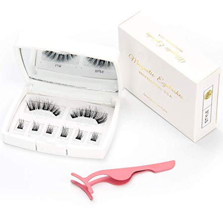 Magnetic Eyelashes with Ultra Thin 3 Magnets Light weight & Easy to Wear Reusable Artificial Eyelashes for Natural Look