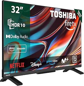 Toshiba 32WF2F63DG Smart TV de 32" con Resolución HD HDR10, Asistente de Voz Alexa Integrado, TV Satélite, Bluetooth, Dolby Audio, Airplay