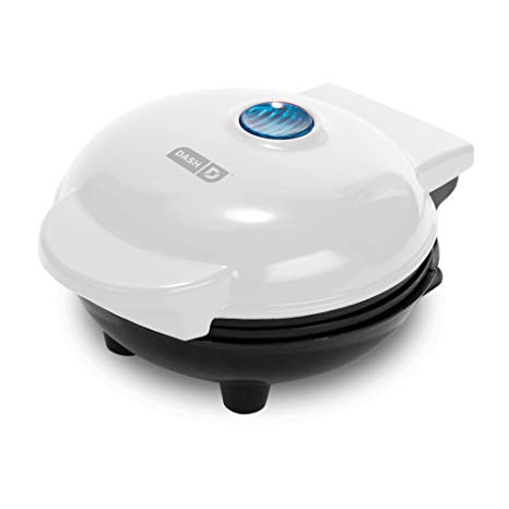 Dash DMS001WH Mini Maker Electric Round Griddle for Individual Pancakes, Cookies, Eggs & Other on The go Breakfast, Lunch & Snacks with Indicator Light   Included Recipe Book - White