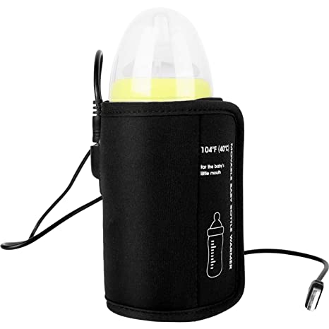 TAROZ Travel Bottle Warmer Baby Bottle Heat Insulated Cover Milk Bottle Heater Universal Heating Cover USB Charging (Black)