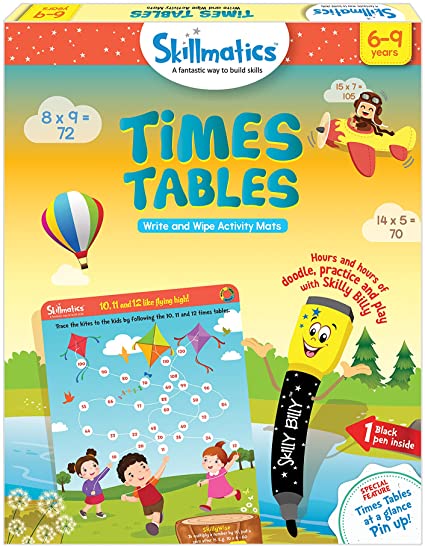 Skillmatics Educational Game: Times Tables (6-9 Years) | Fun Learning Games and Activities for Kids | Erasable and Reusable Mats