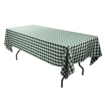 E-TEX 60x102-Inch Polyester Rectangular Tablecloth Green & White Checker