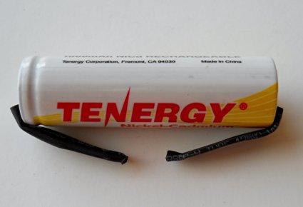 Combo: 2 Pcs Tenergy Rechargeable 1.2V AA NiCd 1000 mAh Flat Top Battery With Solder Tabs for electric shavers, remotes, etc