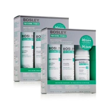 Bosley Defense 3-Bottles Starter Pack for Normal To Fine Non Color, Treated Hair - Set of 2