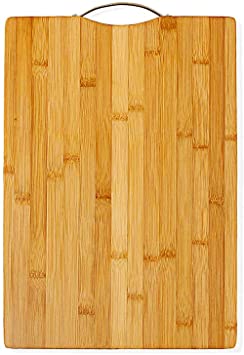 AKOZLIN Thick Bamboo Cutting Board for Kitchen with Handles,Heavy Duty Chopping Board for Meat/Vegetables Fruits Serving Tray, Butcher Block, Carving Board(15.75"×11.8")