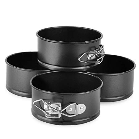 Springform Pan Set of 4, Alotpower 4 Inch Non-Stick Leakproof Round Cake Pans Small Cheesecake Pan with Removable Bottom Pan for Mini Cheesecakes, Pizzas and Quiches