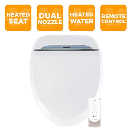 BioBidet USPA 6800U Adjustable Bidet Toilet Seat with Wireless Remote, Dual Nozzle, User Presets and Dryer, White, Round …