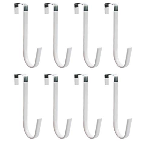 Foraineam 8-Pack Over-The-Door Hooks Fits 1-3/8" Door Vinyl Coated Stainless Steel Door Hook Hangers