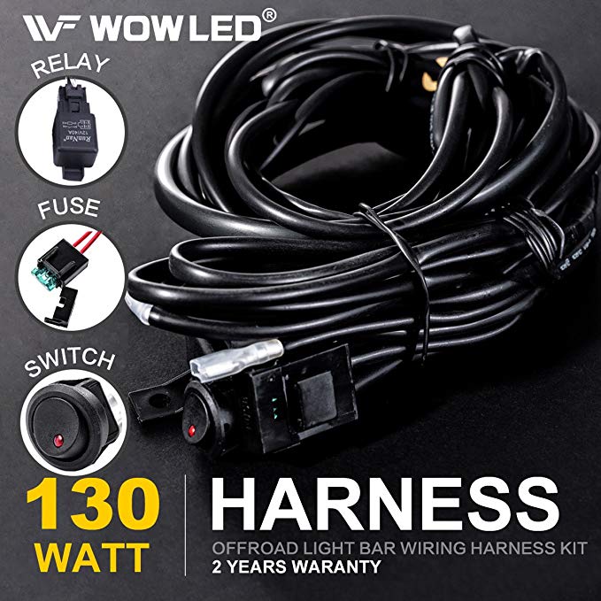 WOWLED Wiring Harness Switch Relay Kit for Connecting 2 LED Truck Driving Light Bar SUV 4WD ATV