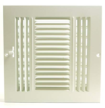 6" X 4" 3-Way AIR Supply Grille - Vent Cover & Diffuser - Flat Stamped Face - White [Outer Dimensions: 7.75"w X 5.75"h]