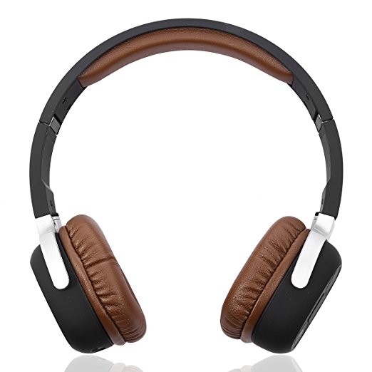 New Bee Built in Pedometer APP Sports Bluetooth Headphones Hifi Stereo Headset with Mic NFC for Iphone Computer PC (Brown)