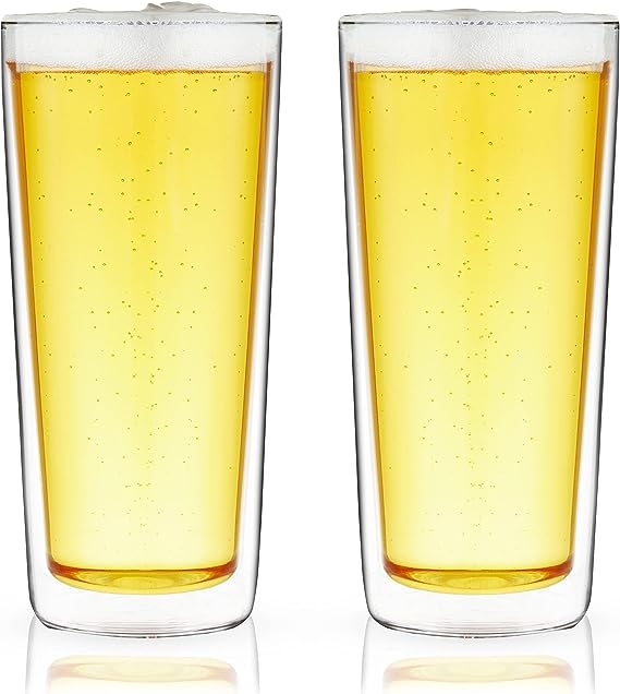 True Insulated Pint Double Wall Glasses-Beer Mugs Clear 16oz Set of 2