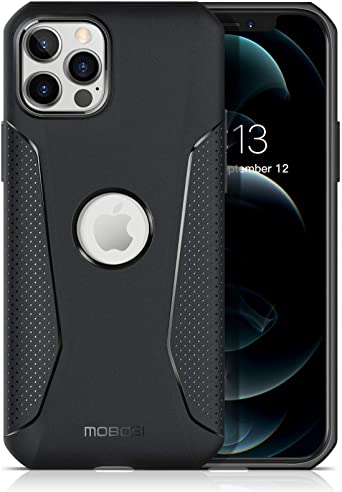 MOBOSI Shockproof Case Compatible with iPhone 12/iPhone 12 Pro, Shock Absorbing Bumpers, Slim Lightweight Soft Durable TPU Cell Phone Cover Case 6.1 Inch (2020) - Matte Black