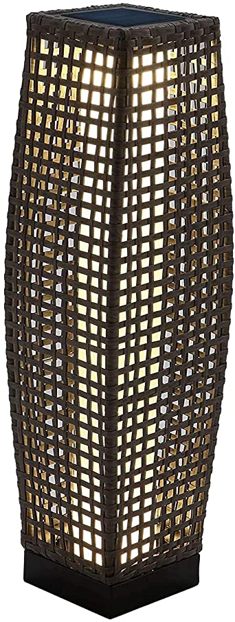 Grand Patio Outdoor Solar Powered Resin Wicker Floor Lamp, Outdoor Weather-Resistant Deck Light, for Garden or Porch (Black)