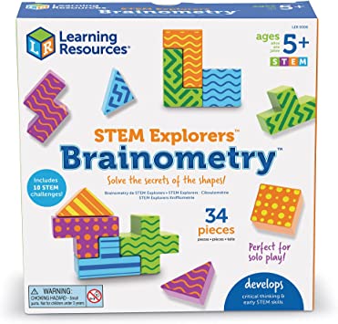 Learning Resources STEM Explorers Brainometry, STEM Toys, Educational Toys for Kids, Brain Teaser Toys, 34 Pieces, Ages 5