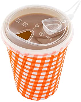 LIDS ONLY: Clear Plastic Lids with Attached Stopper For 8,12,16, and 20 Ounce Coffee Cups, 100 BPA-Free Lids For Hot Cups - Lids for Coffee and Drinking Cups, Cups Sold Separately - Restaurantware