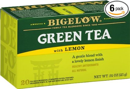 Bigelow Green Tea with Lemon 20-Count Boxes Pack of 6