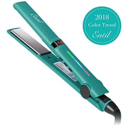 Hair Straightener, Entil Flat Iron with 1 inch Ionic Ceramic Titanium Plates, Professional Salon Tool, Dual Voltage, Digital Controls for Women with Curly Long Short Thick Fine Thin Wavy Hair Travel