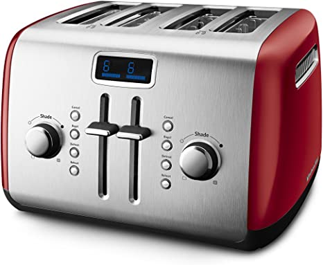 KitchenAid KMT422ER 4-Slice Toaster with Manual High-Lift Lever and Digital Display - Empire Red